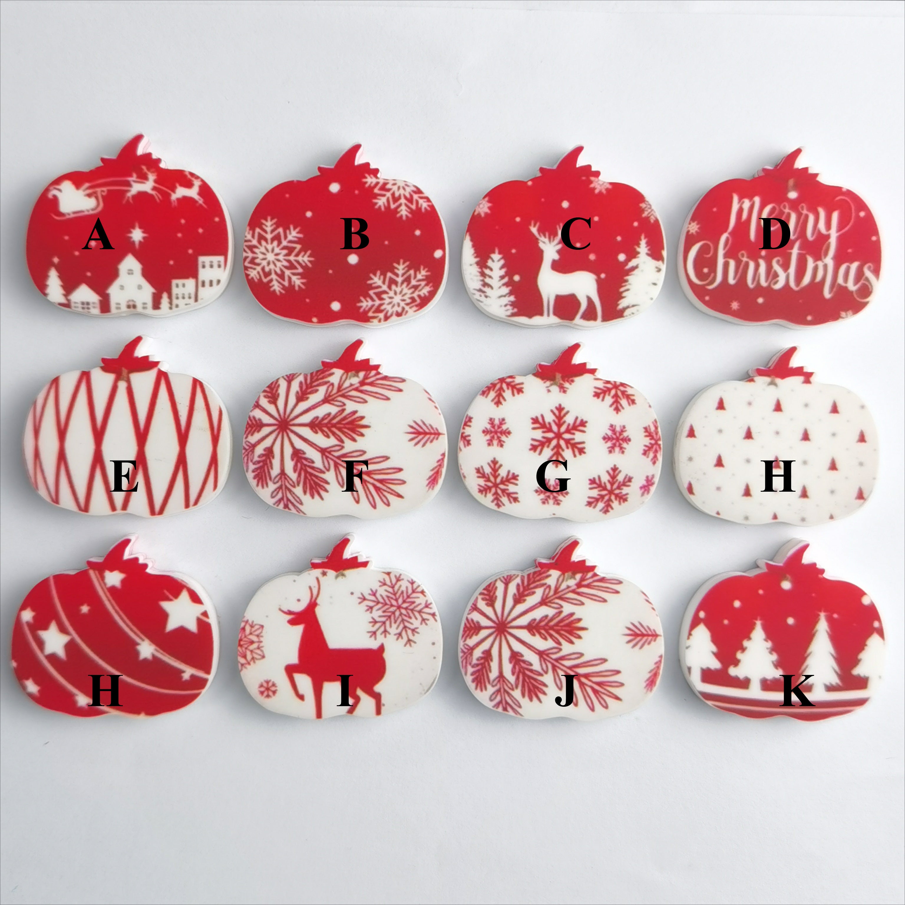 Wholesale Christmas Pumpkin 30pcs 2D Printed Silicone Beads